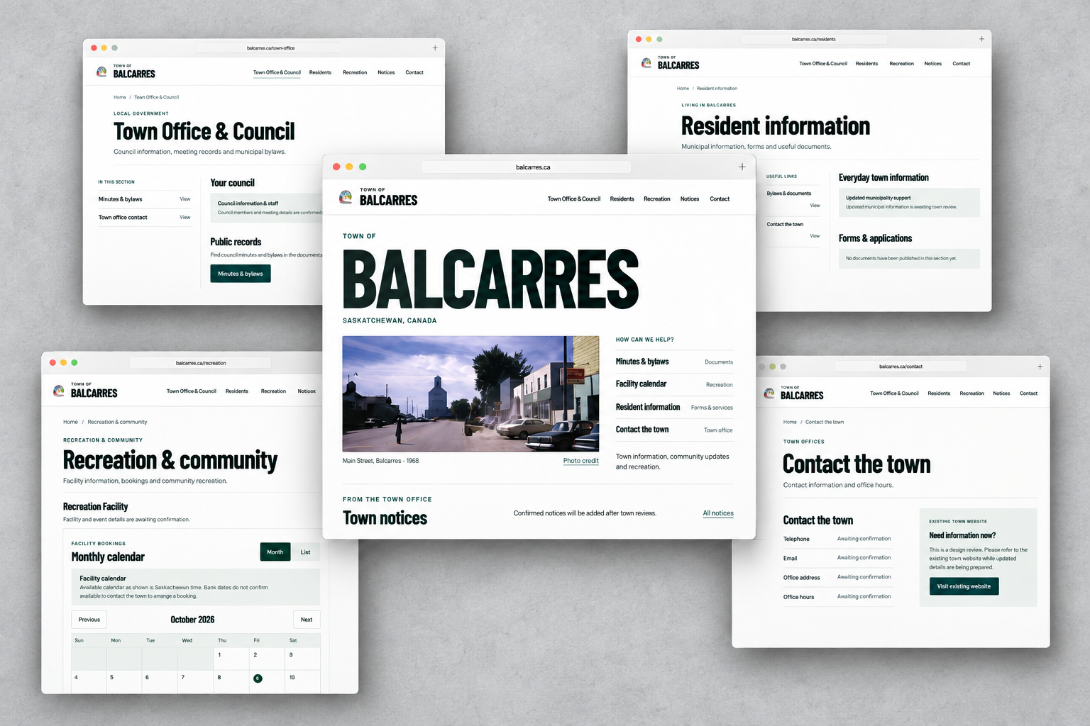 Balcarres website pages shown together in a layered screen composition.
